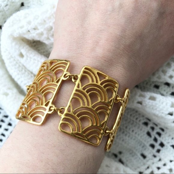 Foxy Originals Art Deco gold tone Arabia bracelet rectangle - Picture 6 of 9